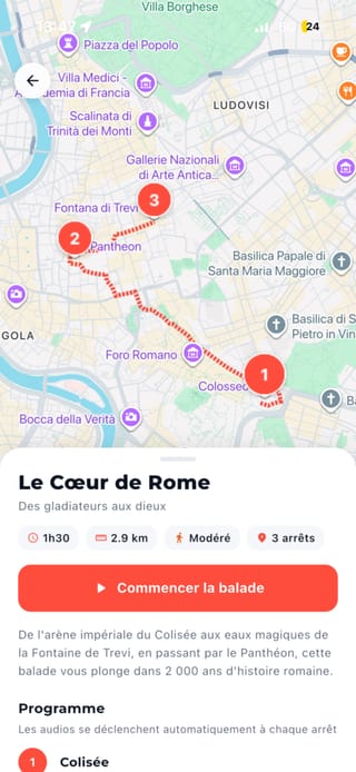 Aperçu de l'application CityGuide